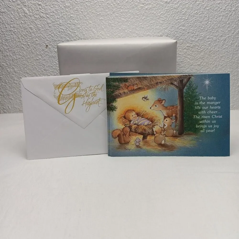 18 Holiday Cards With Envelopes Joyfully Yours Baby in The Manger Religious